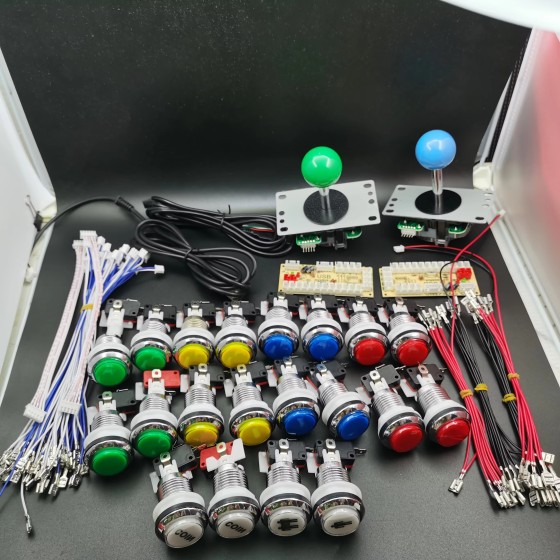 Rechargeable Push Button Joystick 1 2 Player Arcade Cabinet DIY Kit