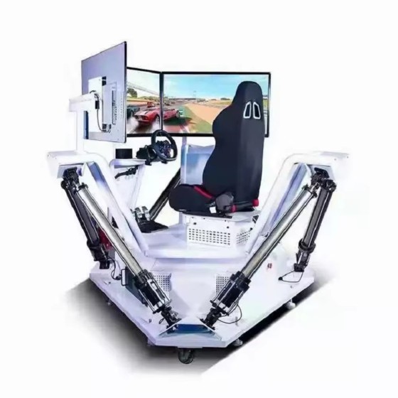 9D VR Indoor Racing Car Simulator Three Screens Three Axes Durable Steel Commercial 6-Person Arcade Machine