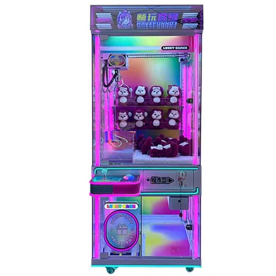 Giant Arcade Crane Game Prize Catcher Plush Toy Grabber Colorful LED Lights